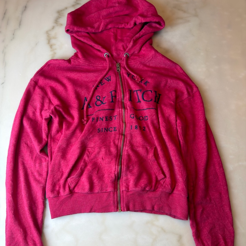 Abercrombie & Fitch Hot Pink Full-Zip Logo Hoodie